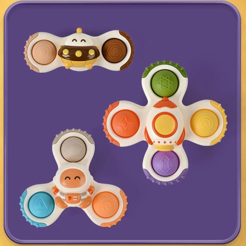 3 個ベビー歯が生えるおもちゃ浴槽吸盤おもちゃスピナー漫画水遊びおもちゃ