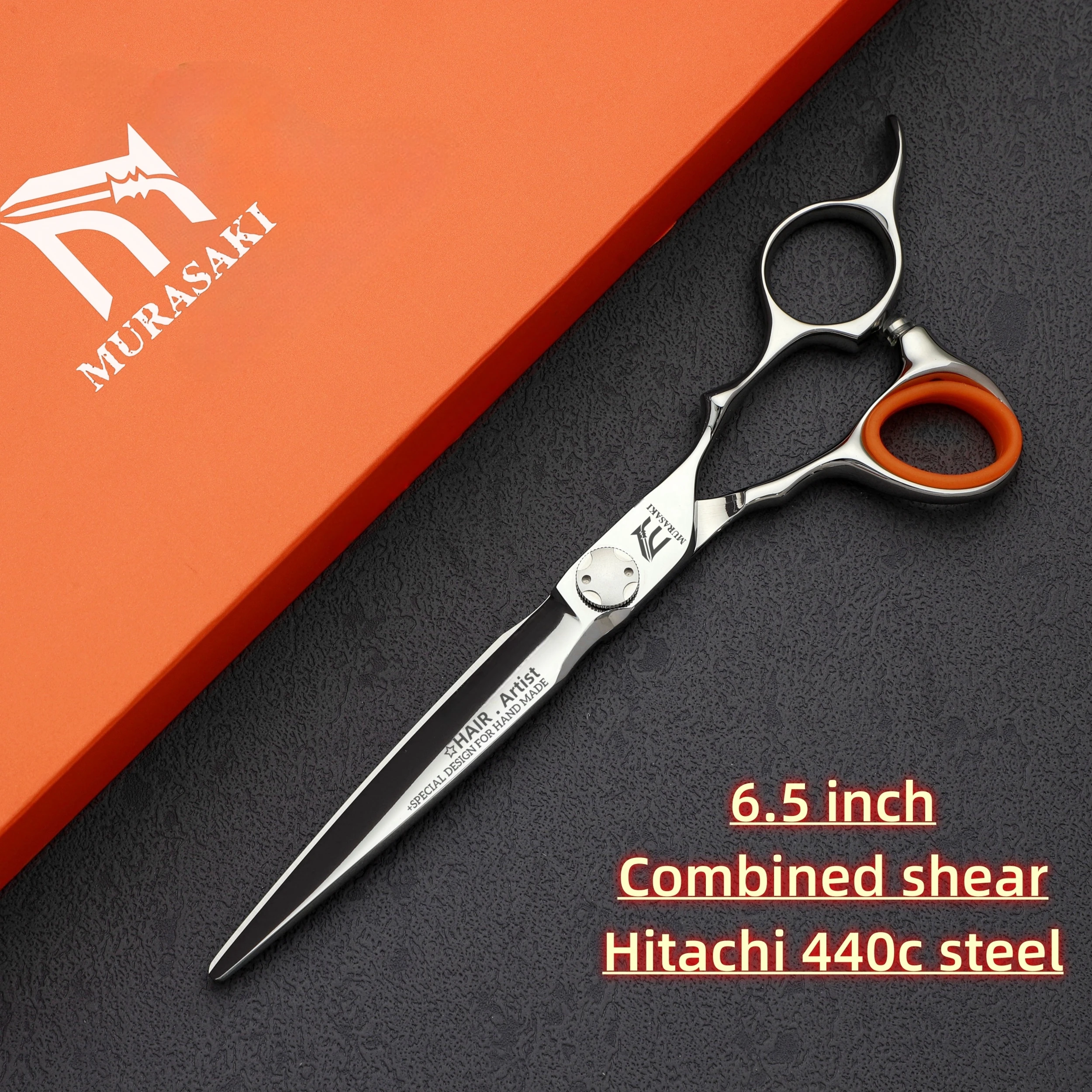 MURASAKI 6-Zoll-Professionsschere mit umgekehrten Zähnen zum Ausdünnen, Hitachi 440C-Stahl-Friseurschere, hochwertige Haarschneidemaschine – Detail 16