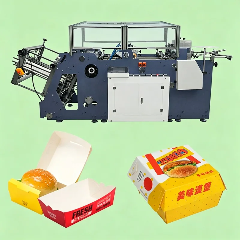Multi-Function Paper Box Making Machine Automatic Hamburger Pizza Cake Lunch Box Forming Equipment Fast Food Packaging CE