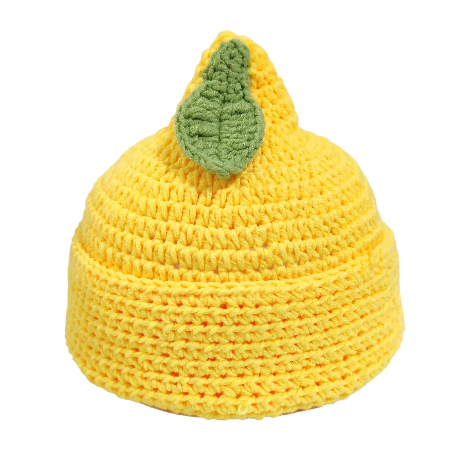 Unisex Handmade Crocheted Hats And Hats With Orange, Lemon, Orangefunny Shapeshollowed Out And Folded Knitted Pullover Hats view 2