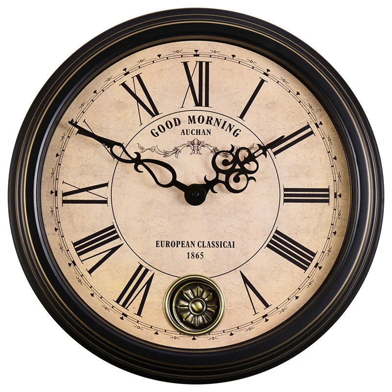 

European Style Retro Living Room Silent American Antique Swinging Nostalgic Clock Fashion Creativity Wall Clock Modern Design