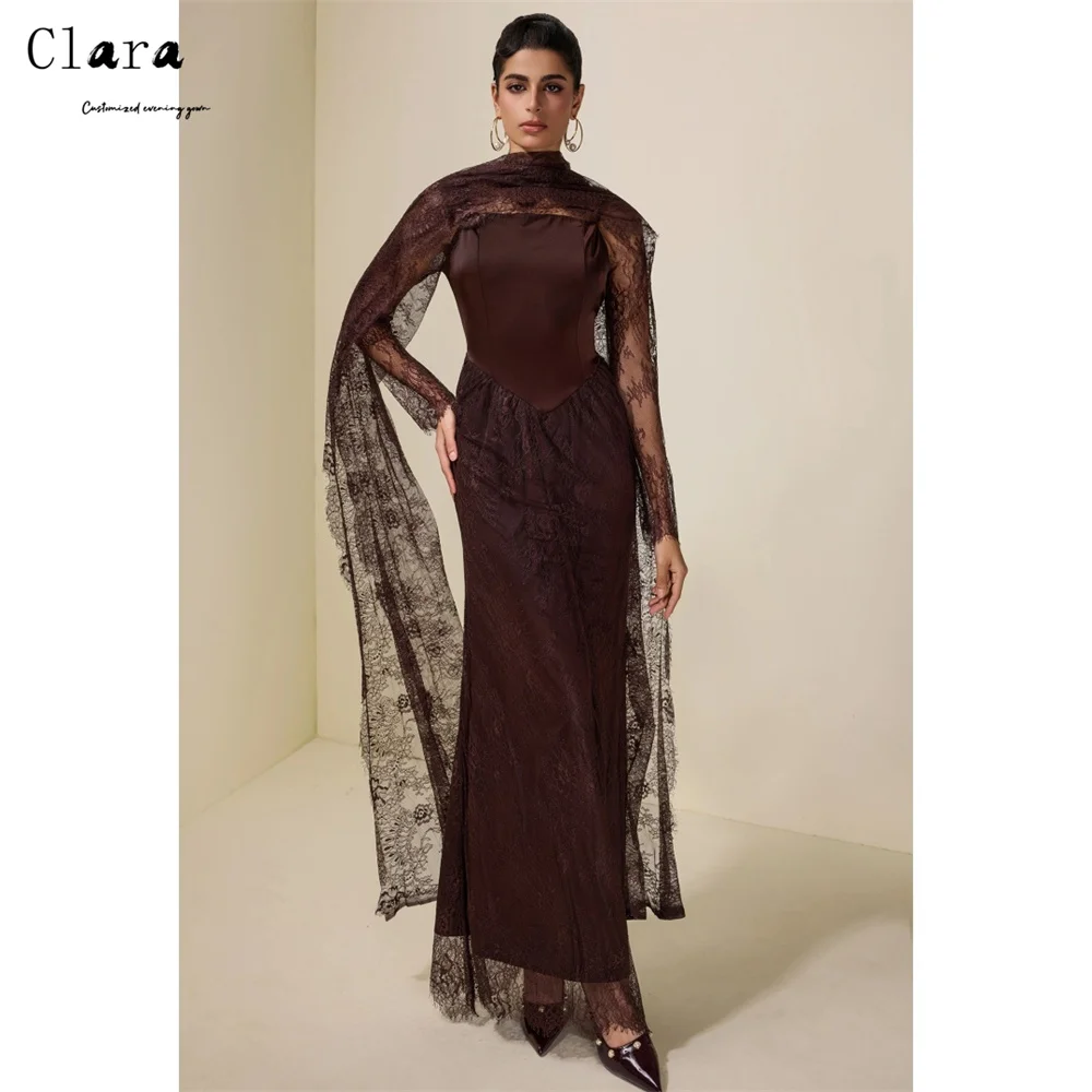 

Clara Custom Lace Embroidery Fishtail Long Sleeve Women's Wedding Evening Dress Luxury 2026 Dresses for Woman Party Wedding Prom