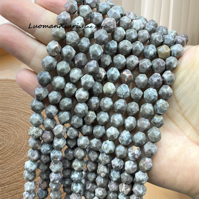 

Natural Stone Round Big Faceted Maifanite 10mm Loose Spacer Beads for Jewelry Making Diy Earrings Bracelets Charms Accessories