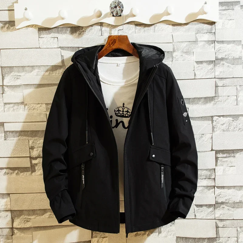 Men's Outdoor Sports Casual Windproof Breathable Cool Hooded Jacket for Spring Autumn Comfortable Casual Simple Trendy Jacket