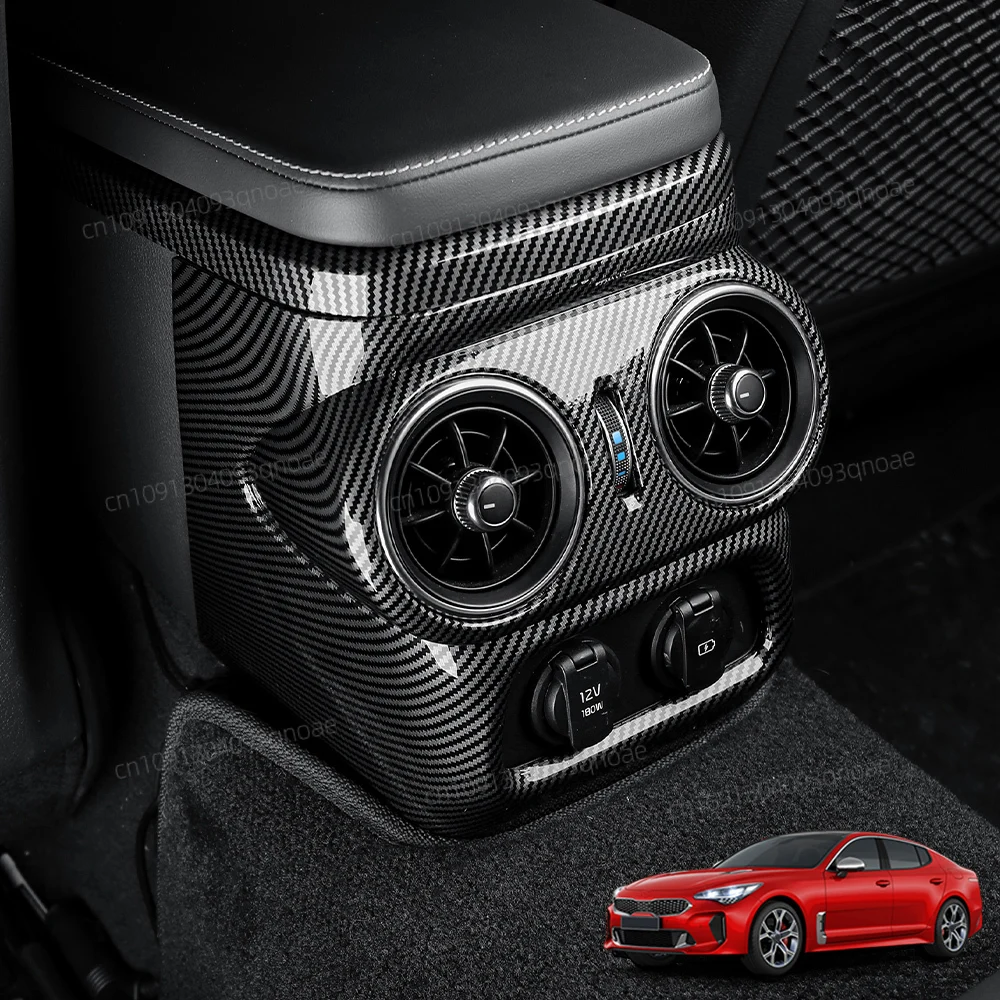 

Car Interior Carbon Fiber Rear Seat Air Conditional AC Vent Frame Trim Cover For Kia Stinger 2018-2023 Decoration Accessories