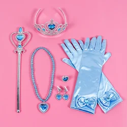 Pincess Anna Elsa Cosply Accessories Crown Magic Wand Necklace Wig Gloves Frozen Snow White Belle Cinderella Princess Role Play