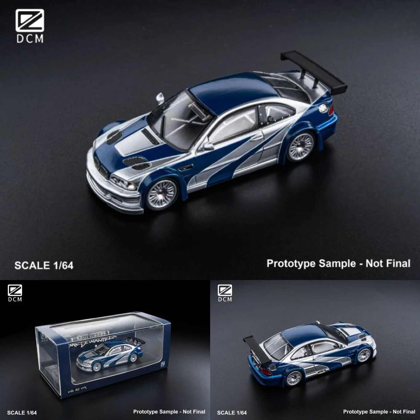 DCM 1:64 M3 GTR E46 تحتاج إلى نموذج سيارة من خليط معدني للسرعة
