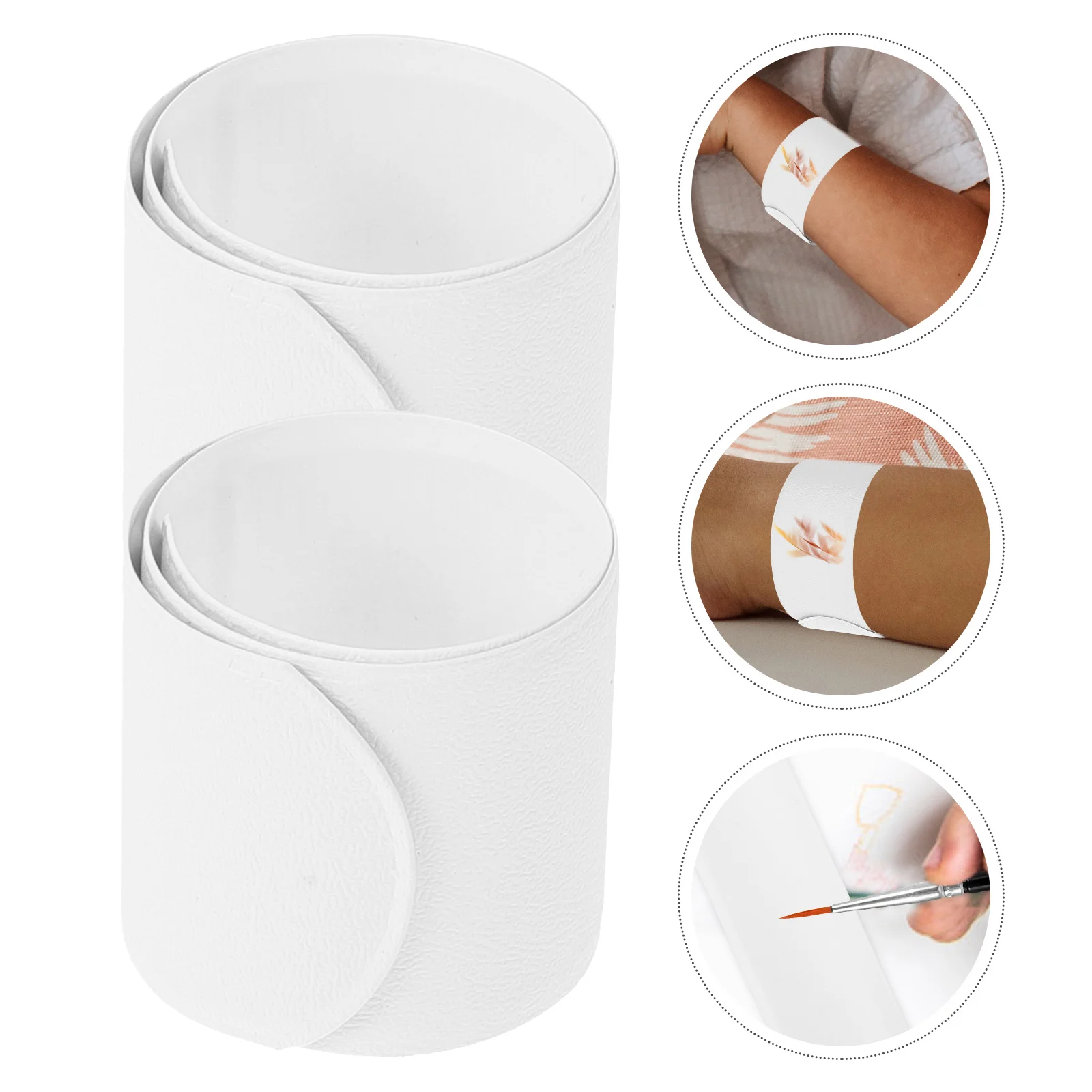 

60pcs Slap Bracelets Plain White DIY Graffiti Bands Kids Toys Party Favors Compact Snap Circles Craft Gifts Wrist Size