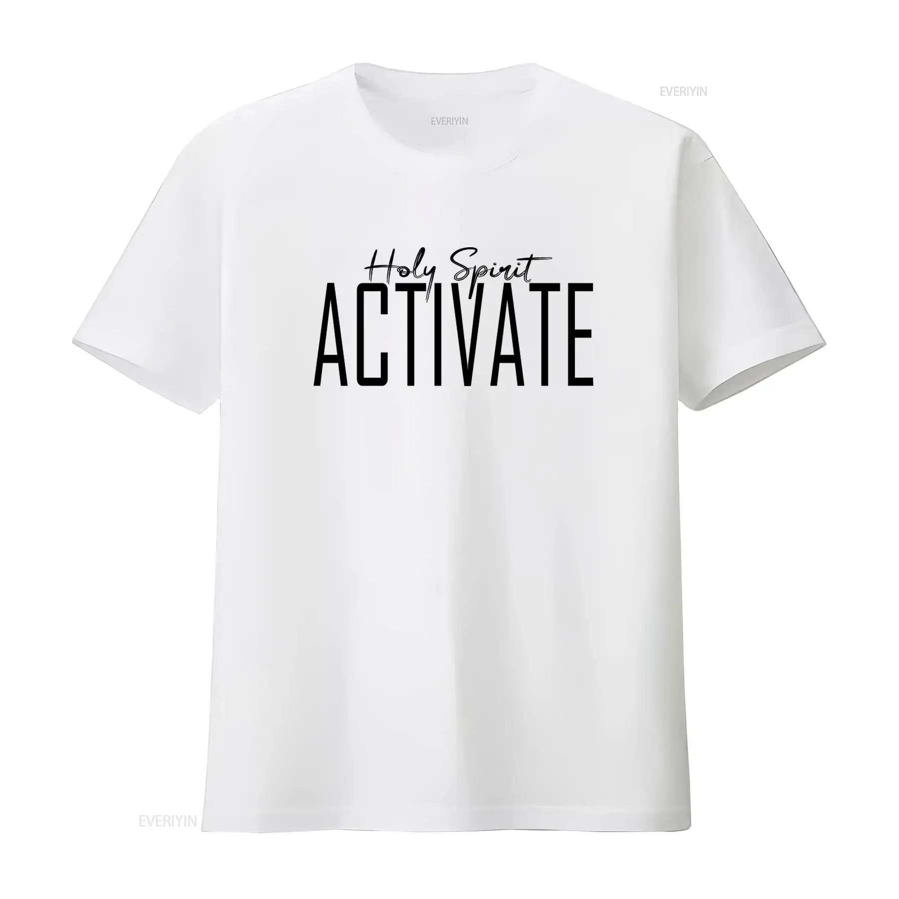 Holy Spirit Activate Christian Bible Jesus Quote Women's T Shirt  vintage Washed homme Casual graphic Slightly