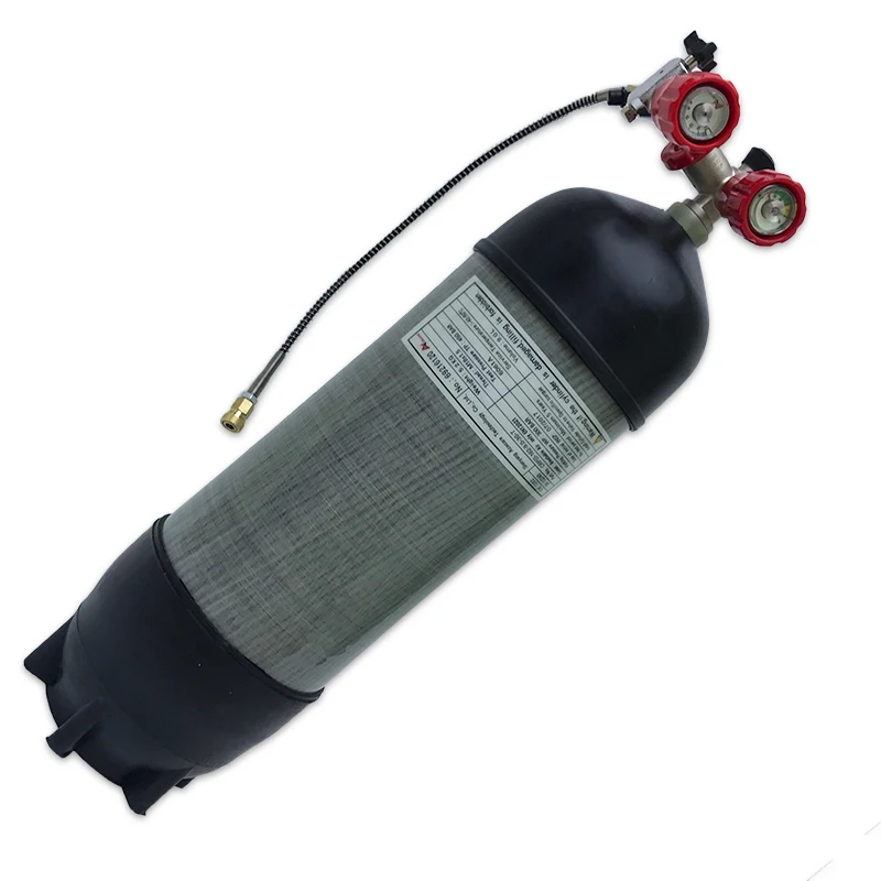 Acecare – réservoir d'air haute pression en Fiber de carbone, 9l Hpa 4500psi, avec Valve, Station de remplissage et protecteur de bol en cuir