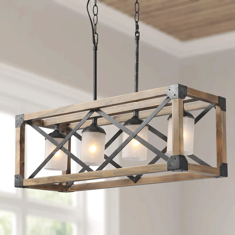 Creative American Village Simple Retro Restaurant Chandelier Bar Clothing Store Corridor Chandelier Glass Droplight
