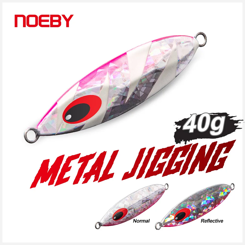 Noeby Metal Jig Lure 40g Spoon Shore Casting Slow Pitch Jigging Swing Super Hard Artificial Bait for Saltwater Fishing Lure