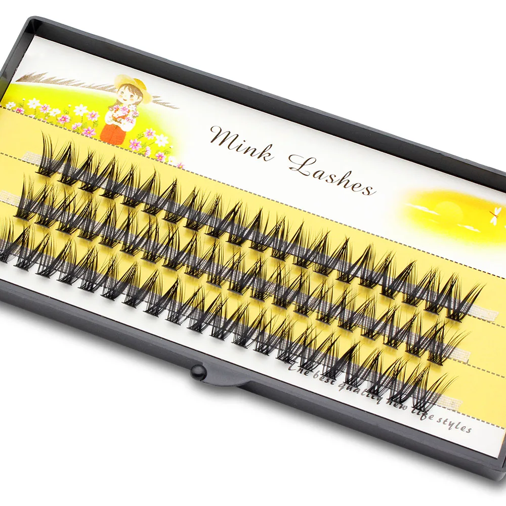 V Shape Mink Phoenix Tail False Eyelashes Extension Thick Cluster Fake Eyelash Individual Faux Cils Lashes Makeup For Women
