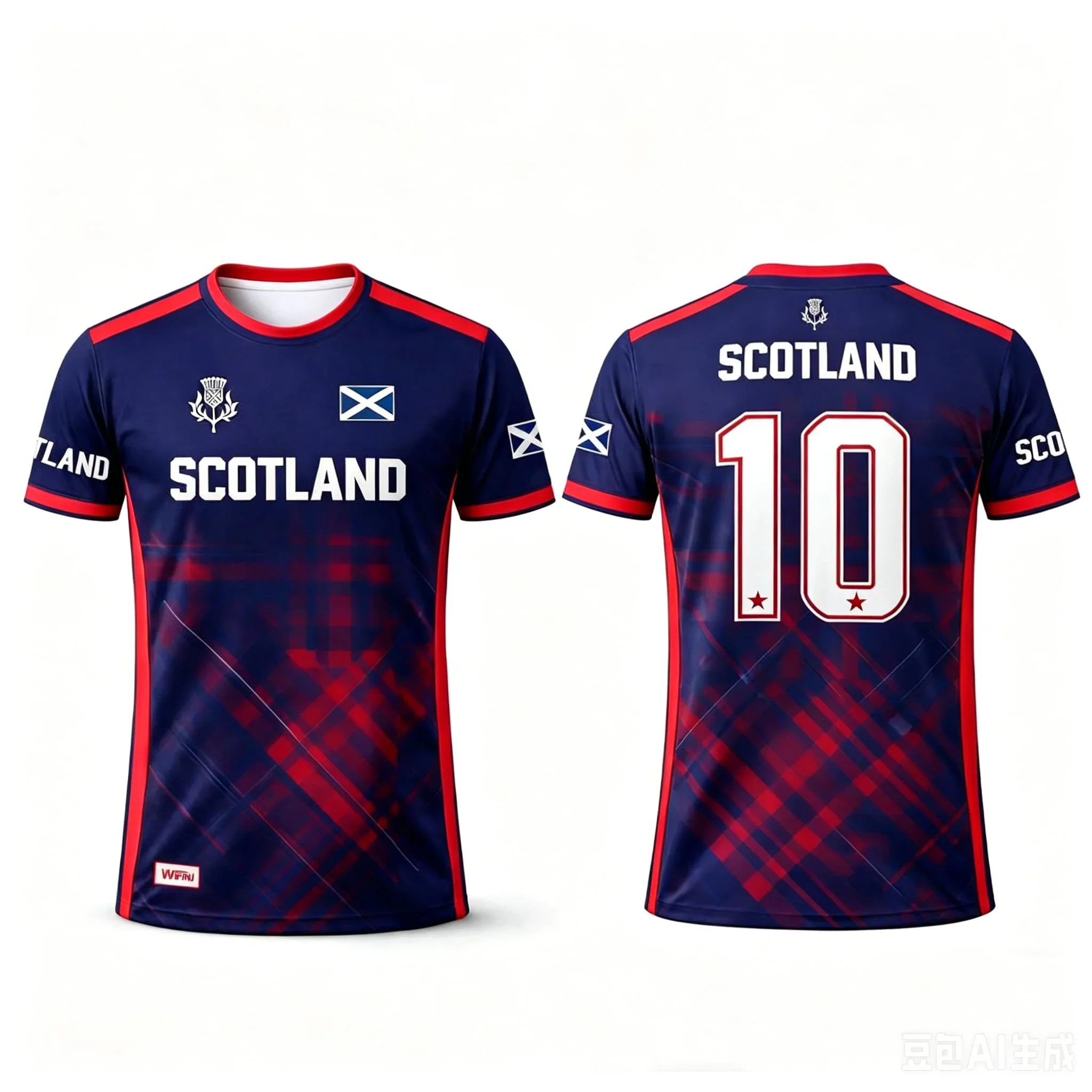 2026 Scotland 10 Soccer Jersey Men Breathable Quick Dry Football Shirt Red Tartan Print Sportswear Fan Edition Training Uniform view 2