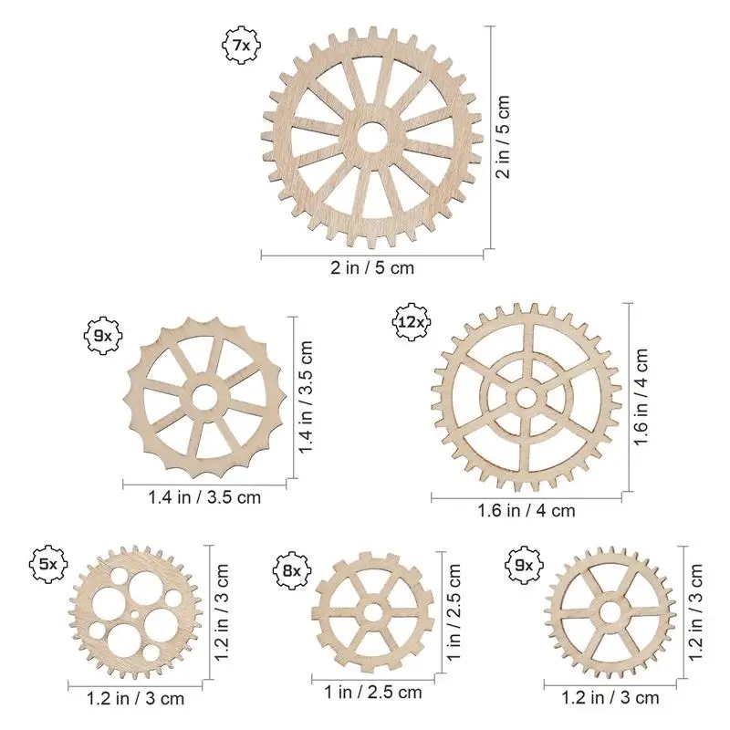 Drewniane narzędzia rzemieślnicze przekładnie drewniane wycięcia koła przyciski Diy Steampunk niedokończone plastry Crafting Mini dekoracje Craft