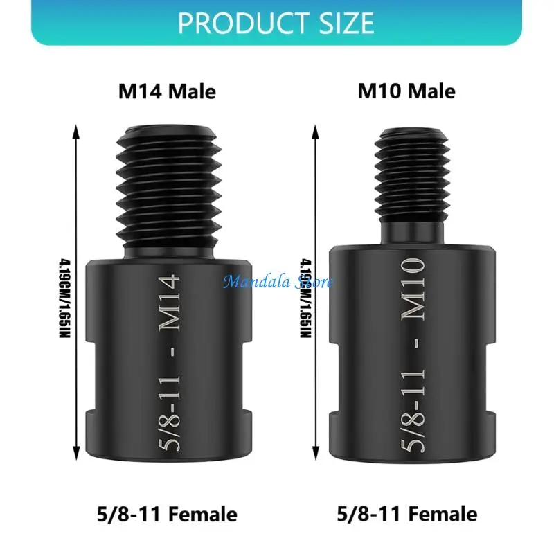 حزمة U2JC مكونة من 4 ملحقات للمطاحن العالمية تتيح تبديل الخيوط من 5/8~11 إلى M 10 وM 14 ذكر مثالية لصنفرة العمق