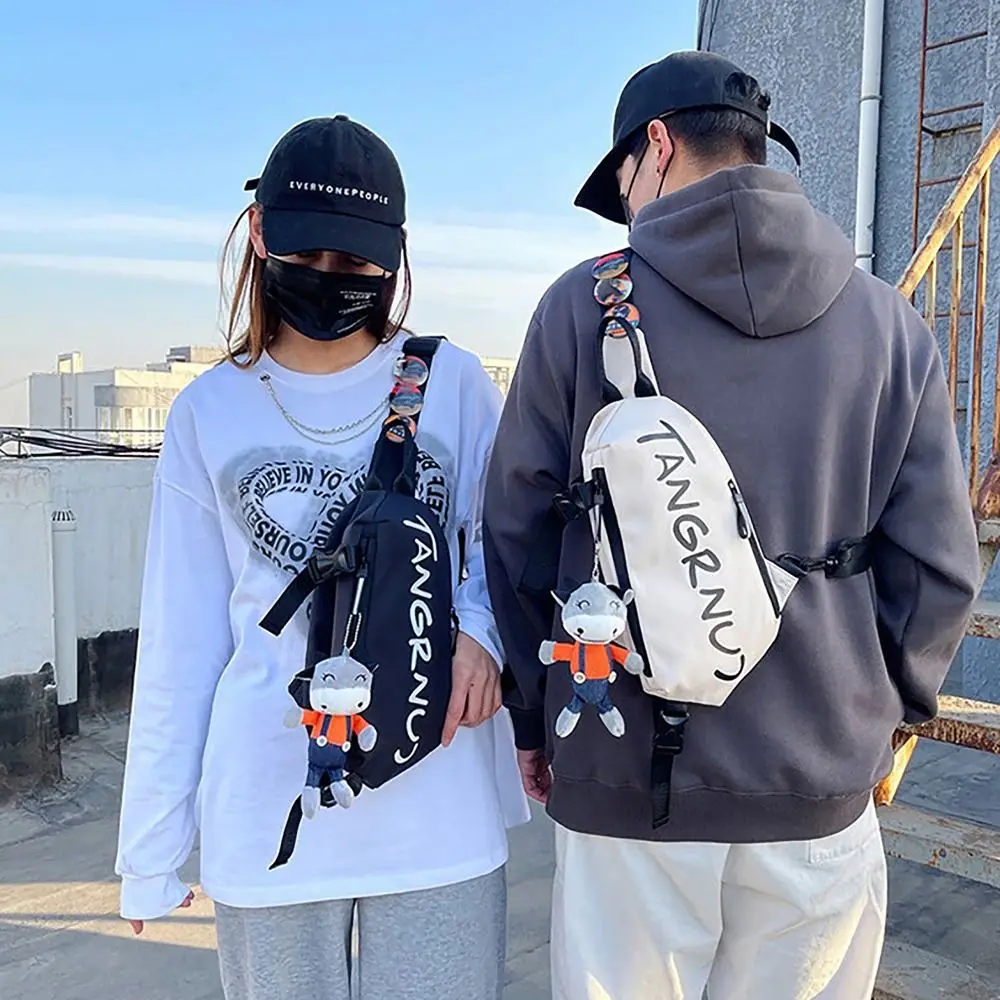 Trendy Multi Functional Waistpack Oxford Large Capacity Fanny Pack Letter Printed Chest Bag Sports Outdoor