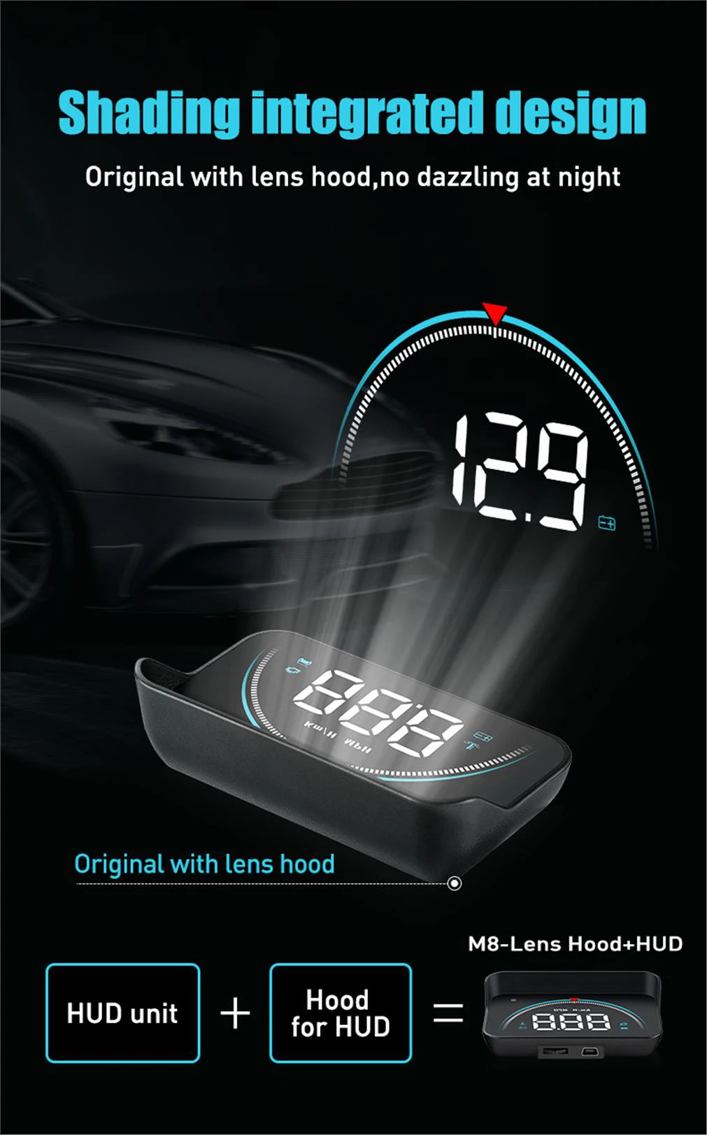 M8 Auto HUD Head-Up-Display OBD2 Geschwindigkeitswarnung Auto Elektronische Wassertemperatur LED Digital-Projektor Windschutzscheibe – Detail 4
