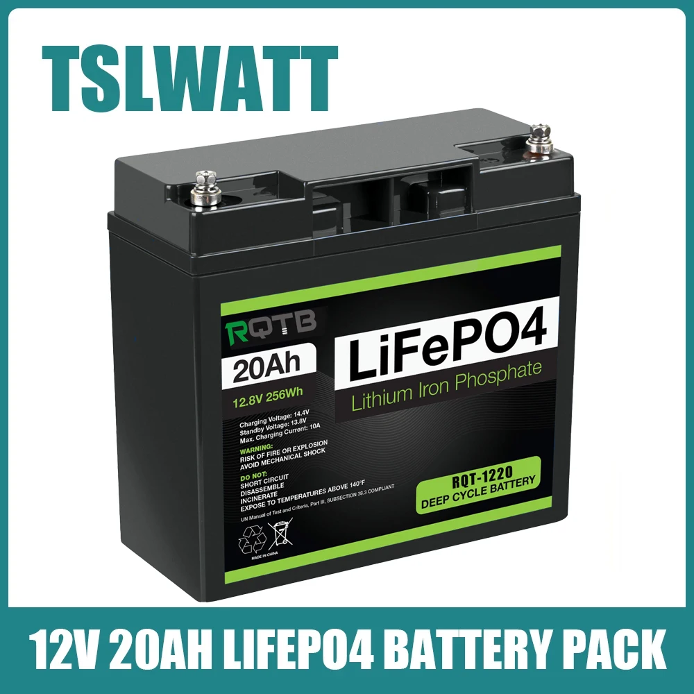 

TSLWATT 256Wh Lifepo4 Battery12V 20AH Lithium iron phosphate battery Rechargeable Battery for Kid Scooters Boat Motor