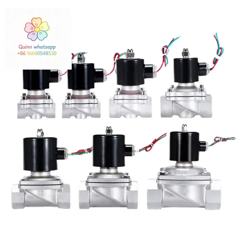 ms Stainless Steel Electric Solenoid Valve for 3/8 inch 1/2  3/4  1  Pipe 12VDC 24VDC 110VAC 220VAC