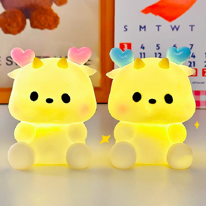 

LED Luminous Cartoon Little Dragon Man Night Light Toys Portable Kids Bedroom Bedside Desk Light Atmosphere Lamp New Year Decor