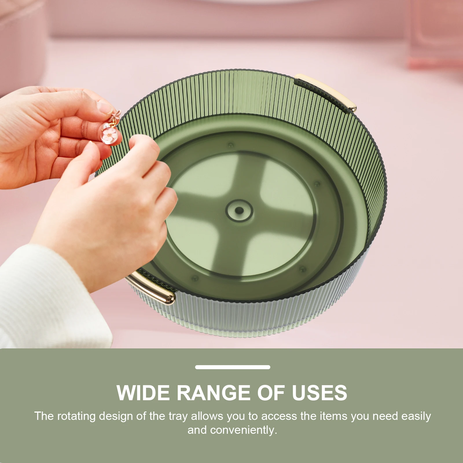 

Green Rotating Storage Tray 360 Degree Spin Kitchen Bathroom Turntable ganizer Non Slip Round Makeup Jewellery Holder