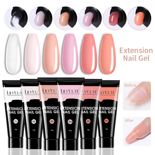 Imagen 2 del producto LILYCUTE-Gel de extensión rápida para uñas, 15ML, semipermanente, UV, duro, esmalte de uñas, cristal acrílico, prolonga el Gel de construcción para manicura