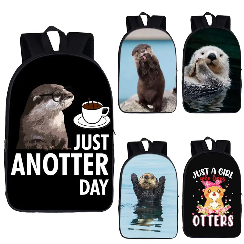 Mochila Funny Sea Otters para Crianças, Bolsa de Ombro Kawaii para Viagem, Mochilas Escolares para Homens e Mulheres, Mochila para Laptop, Mochila Infantil