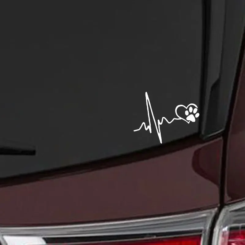 Car Sticker New Heartbeat Cute Dog Footprints Creative Funny Accessories Waterproof Vinyl Decals,13cm*10cm