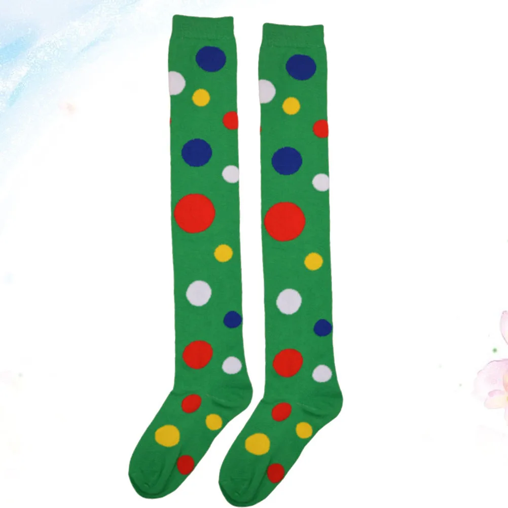 

1Pair Clown Cosplay Green Dot Over The Knee Socks Long Socks Party Costume Performance Dance Stockings Clown Cosplay Stockings