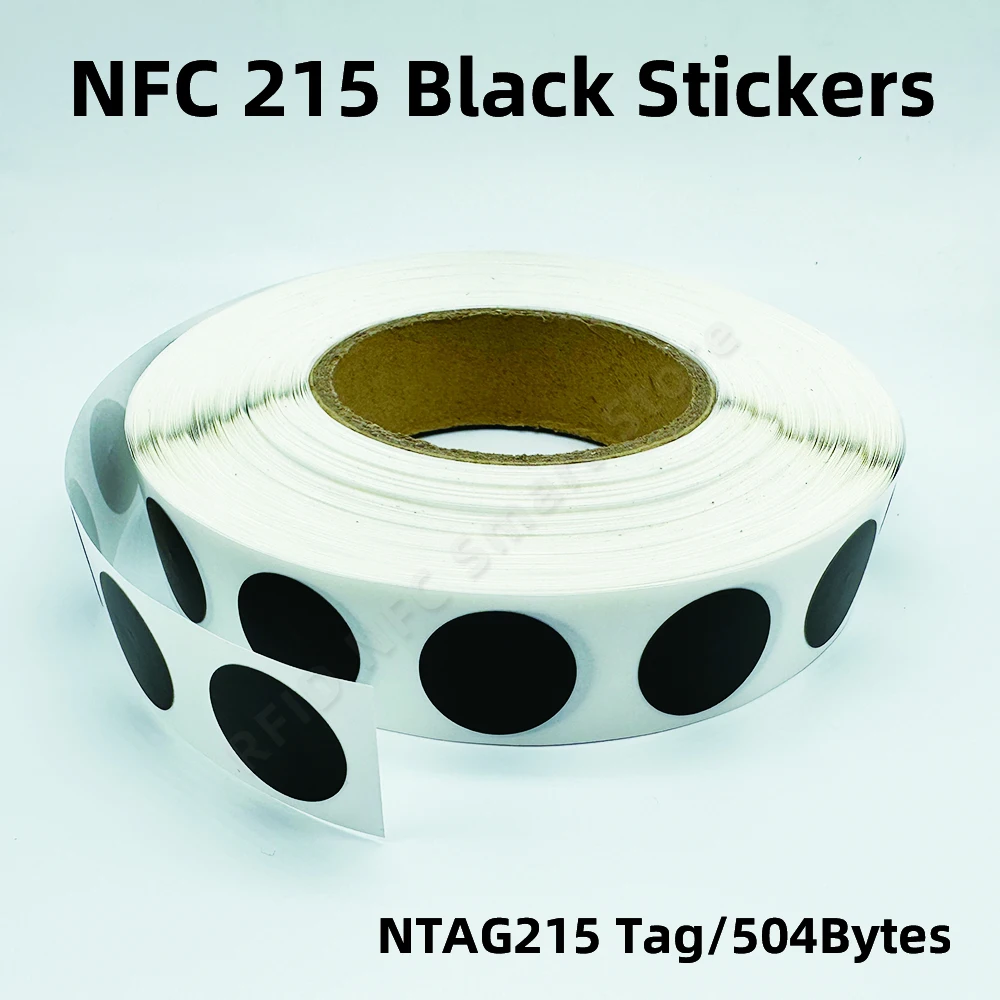 NFC 215 Black Tag 13.56MHz ISO14443A 504 Bytes Black Sticker Ntag 215 NFC Sticker For All NFC Phones RFID Adhesive Label