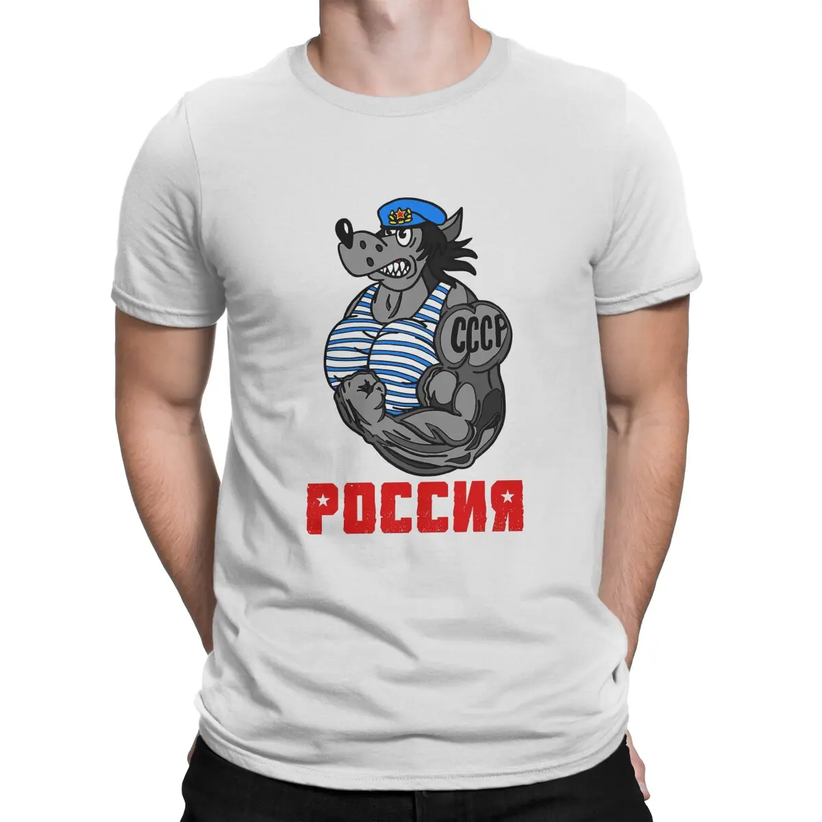 Nu Pogodi Rabbit Wolf Anime Russian Paratrooper CCCP Wolf Tshirt Homme Men's Streetwear Blusas T Shirt For Men