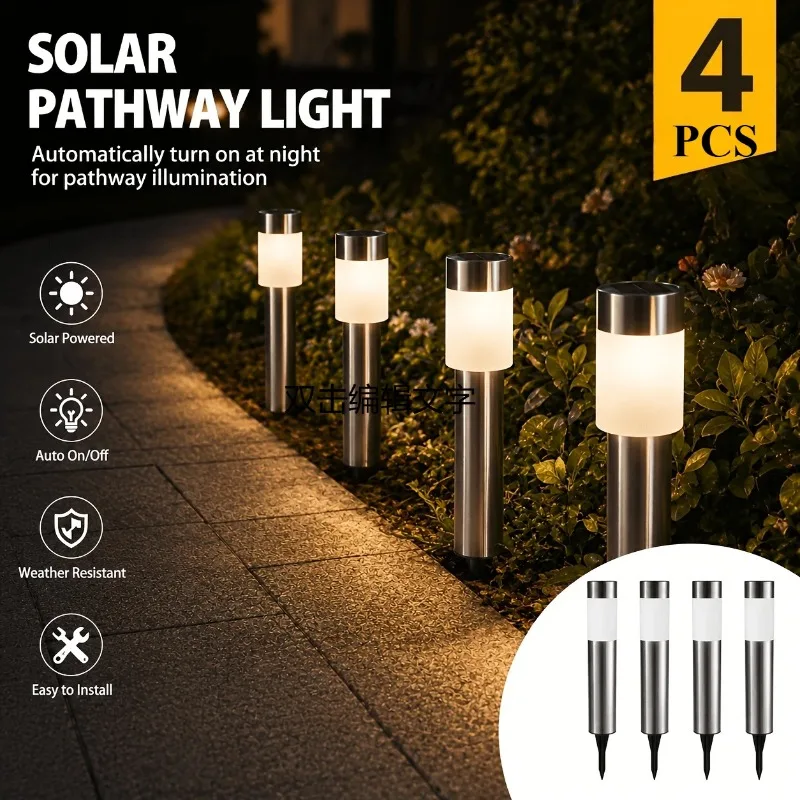 Solar Outdoor Pathway Lights Stainless Steel Lawn Lights Easy Installation Universal for Garden Walkways Driveways Patios