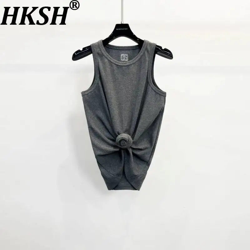 HKSH Women Vest Dark Style Twisted Fashion Niche Design Simple Versatile Casual Chic Ins Solid Color Sleeveless Tank Top HK26102