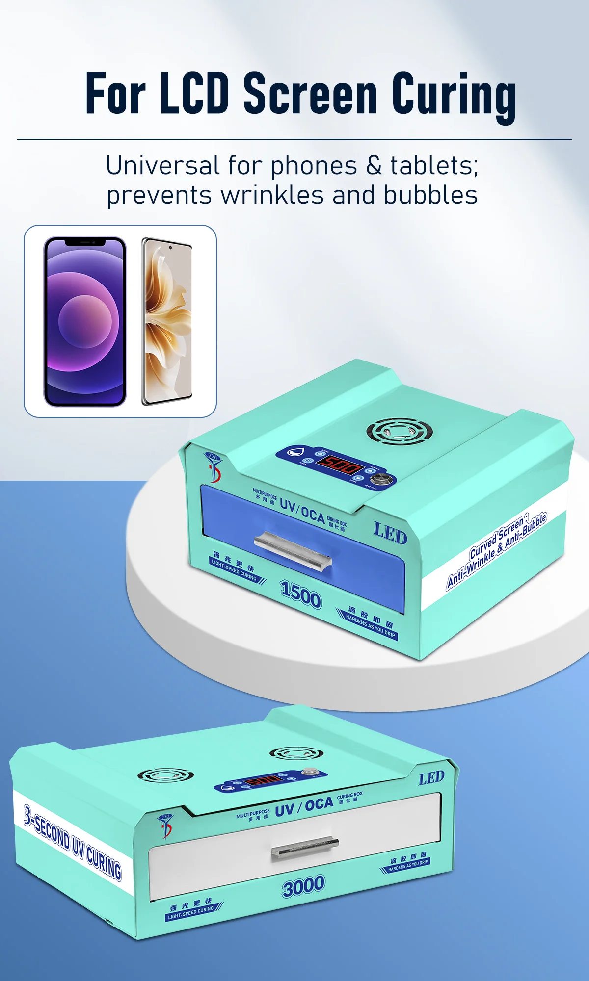 

Mobile phone LCD screen LED ultraviolet UV curing lamp, OCA glass cover plate curing, UV glue light curing lamp oven
