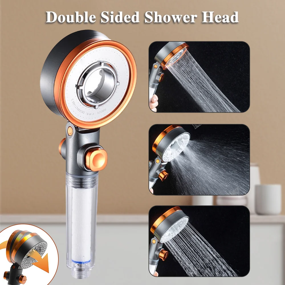 Double Sided Rainfall Shower 3 Modes Adjustable Nozzle Sprayer Strong Current Shower Head Filter For Shower Water Saving