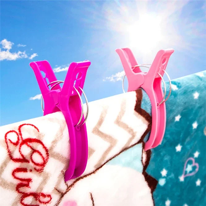 5pcs/lot Large Colour Windproof Beach Towel Clip Pegs Clips To Sunbed Quilt Decorative Clothespins Clothes Pegs Mini Gadget