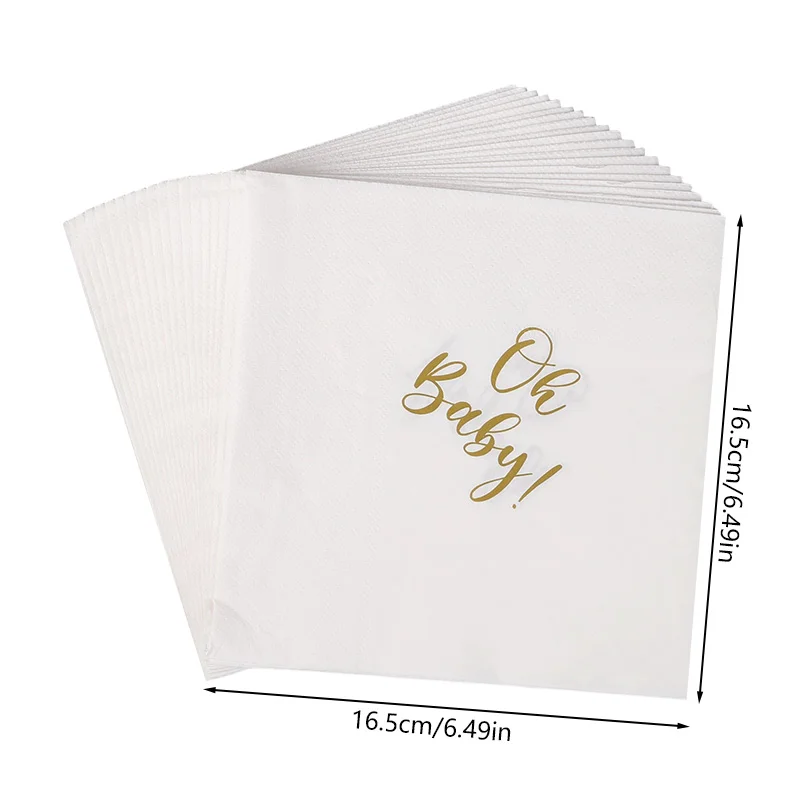 20Pcs Oh Baby Disposable Paper Napkins Suitable for Baby Shower, Parties, Birthdays, Gender Reveal Table Decoration Supplies - view 6