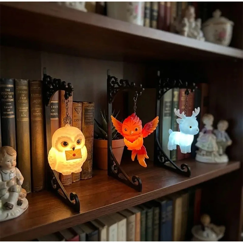 Hanging Owl Bookend Lamp Magic Metal Bookshelf Light Vintage Figurine Home Library Reading Room Decor Night Light Unique Gift