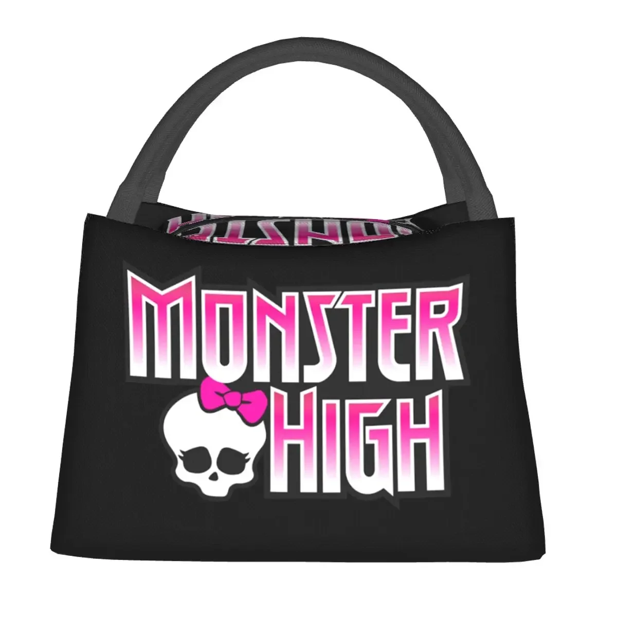 Monster High Doll Pretty Pink Pattern Lunch Bags Insulated Bento Box Lunch Tote Picnic Bags Cooler Thermal Bag for Woman Travel