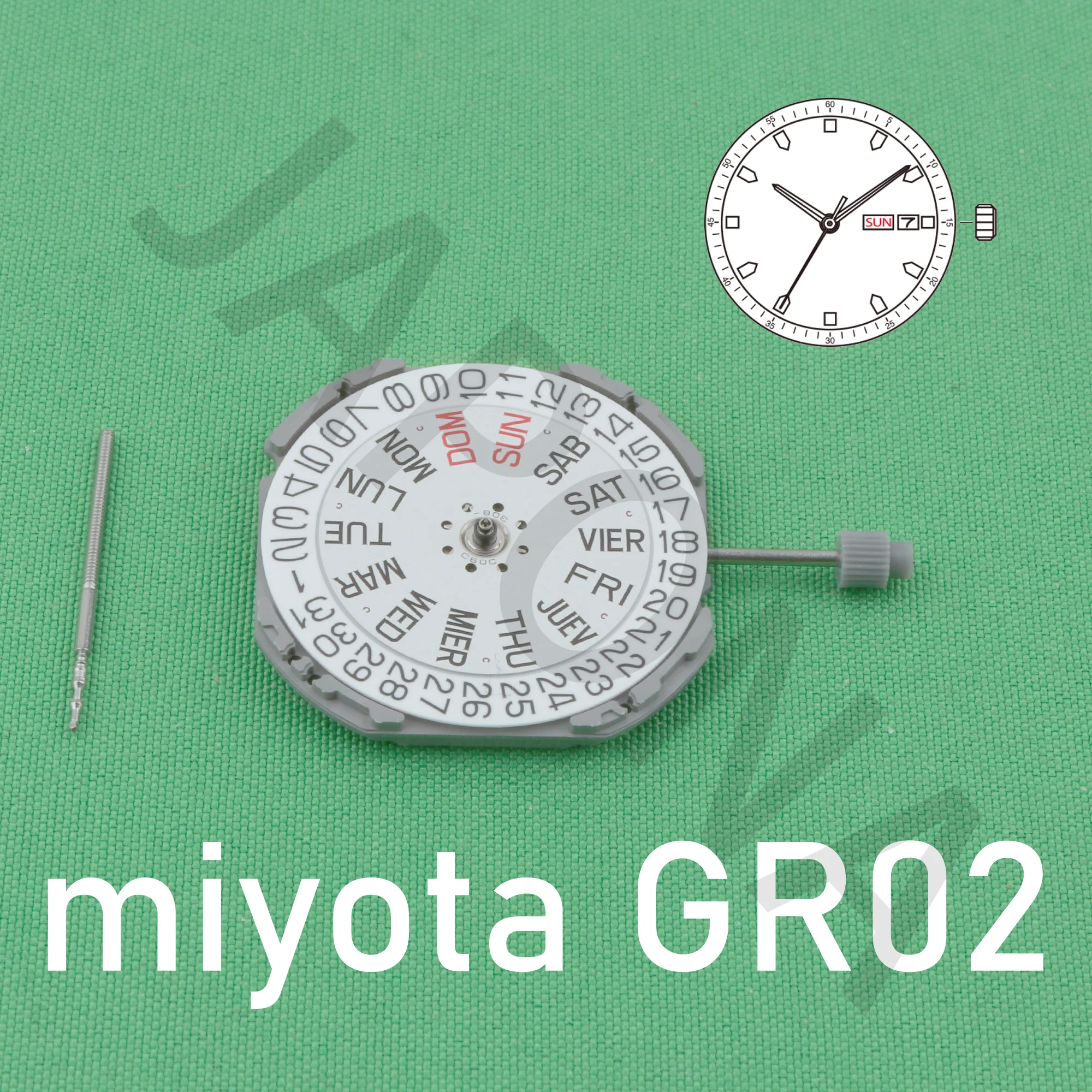 ميوتا حركة ضئيلة مع عرض اليوم والتاريخ ، 3 الأيدي يوم/تاريخ ، GR02 ، اليابانية والإنجليزية