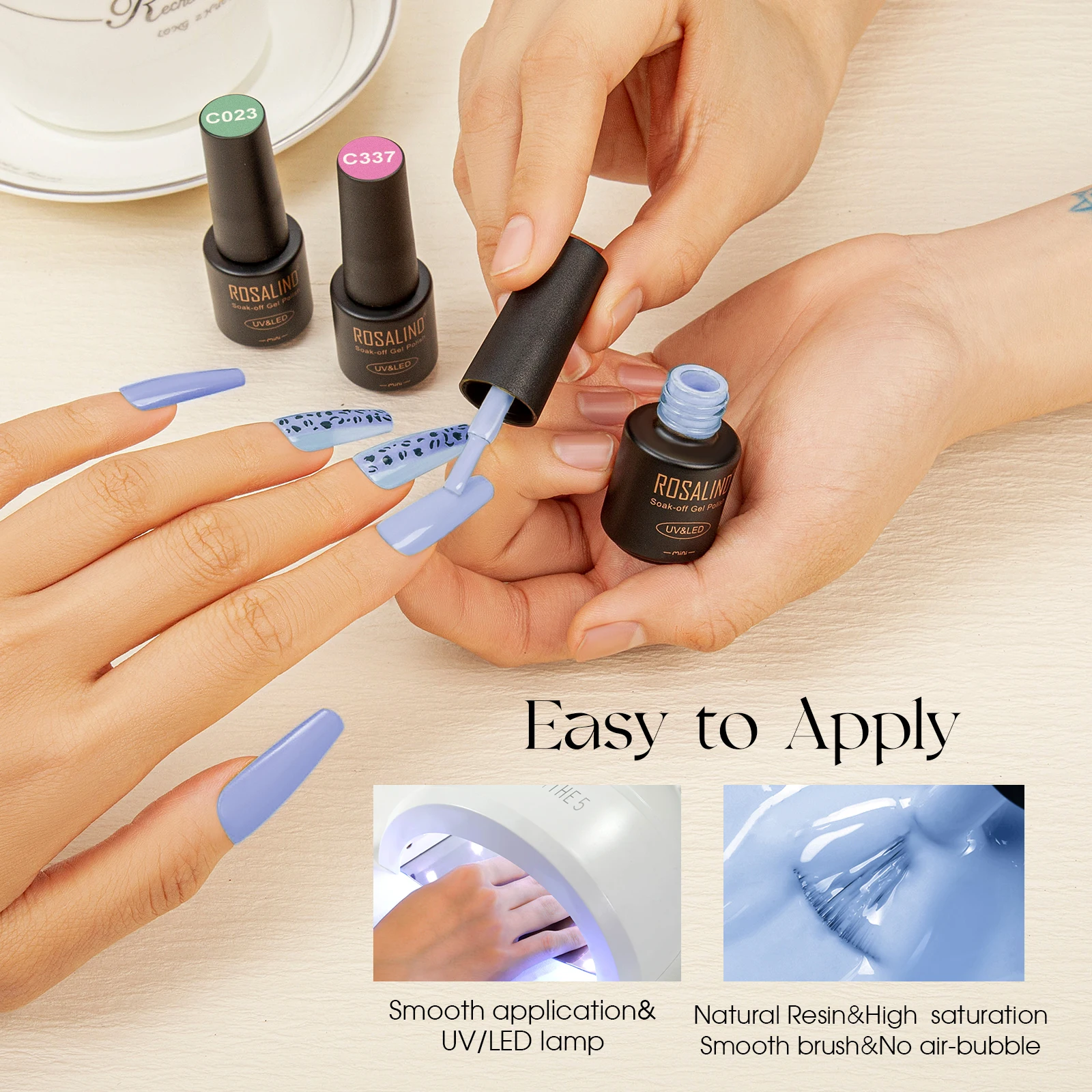 ROSALIND 38 pièces/ensemble vernis à ongles en verre coloré durable brillant gel vernis à ongles ensemble apprêt à ongles UV lampe à ongles bricolage ensemble d'ongles