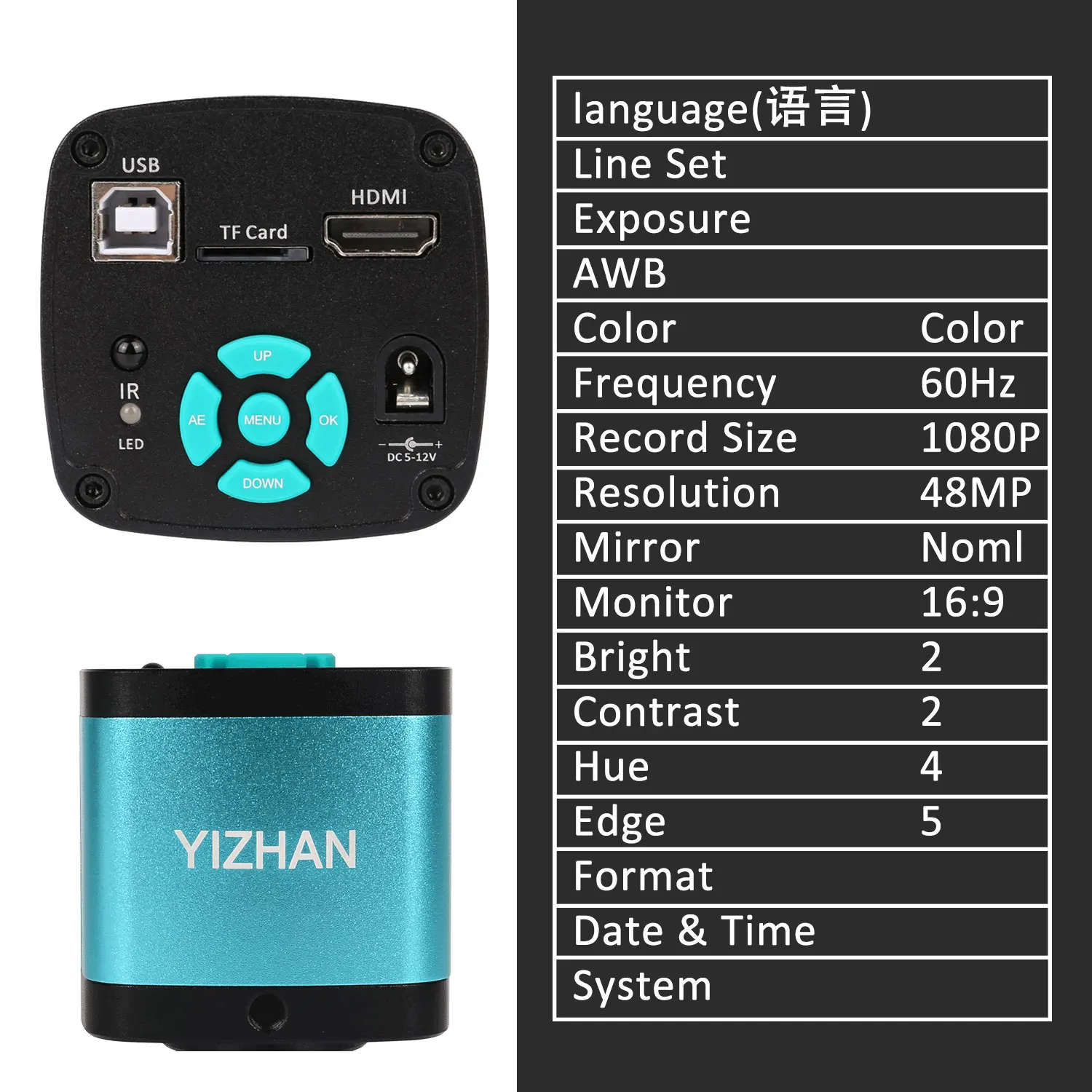 YIZHAN HD 48MP 4K 60fps HDMI USB przemysłowy mikroskop wideo kamera C-Mount sterowanie oprogramowaniem komputerowym do lutownicy chip naprawa