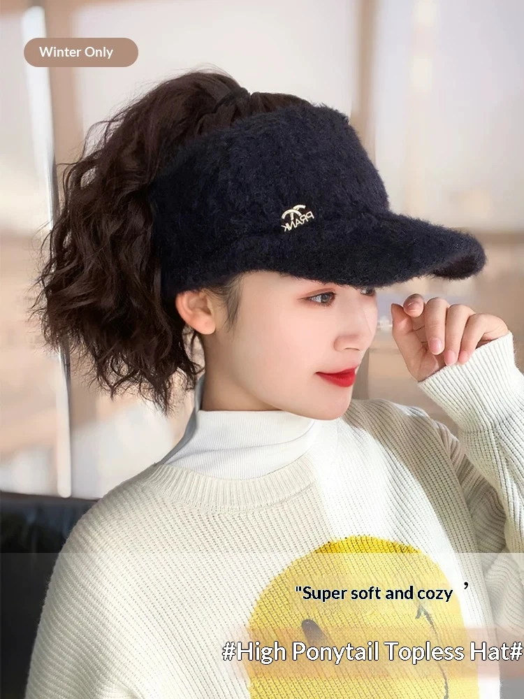 12inch Synthetic hat wig short hair Wavy one female fashion autumn and winter new Baseballl hat heat-resistant wig