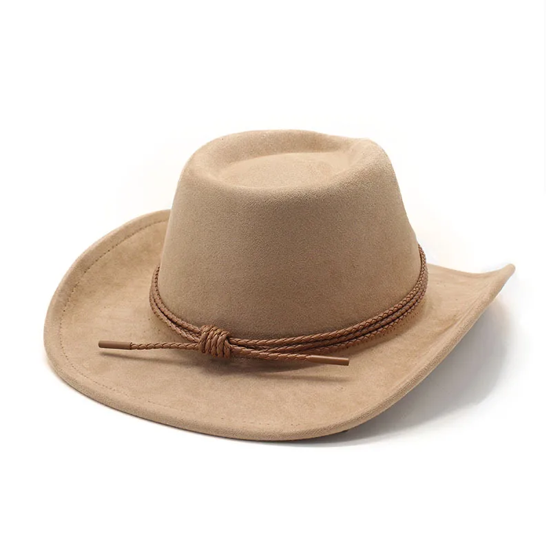 2025 Western-Cowboyhut im Ethno-Stil, Zylinder, Herbst und Winter, Filzhut für Herren und Damen, umgedrehte Kante, Jazz-Hut – Detail 2