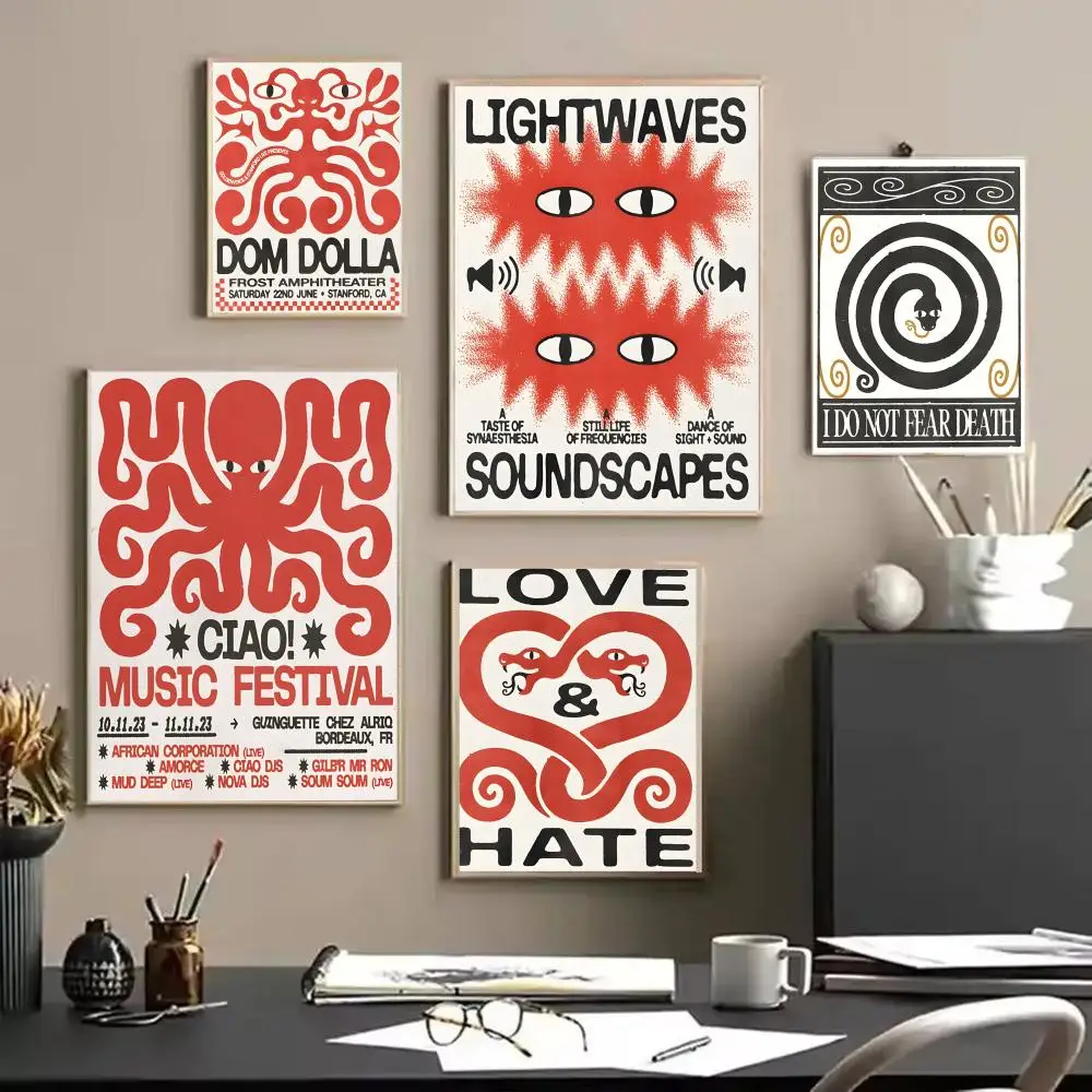 R-Retro abstract animal Painting Calligraphy Canvas Poster Wall Art interior Hallway Home Decoration Holiday Gifts