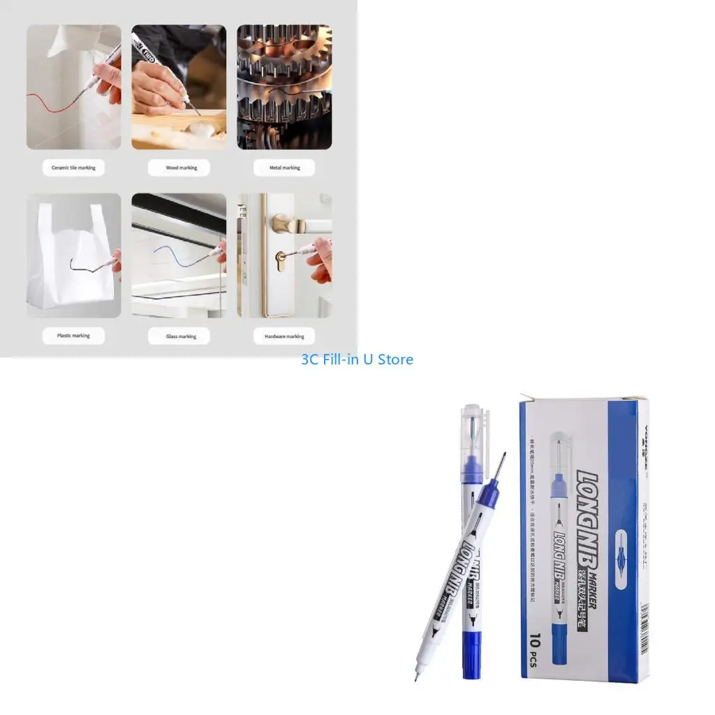 G8TA 10pcs đánh dấu đầu đôi vĩnh viễn bút rộng và nibs mịn mực khô nhanh cho vật dụng văn phòng sử dụng studio trong lớp