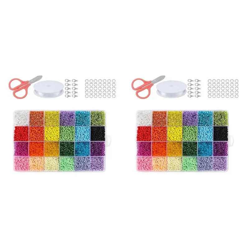 Seed Beads For Bracelets, 24 Colors 3Mm Colored Small Glass Beads For Bracelets Jewelry Making Crafts 24000 Pcs Eco-Friendly