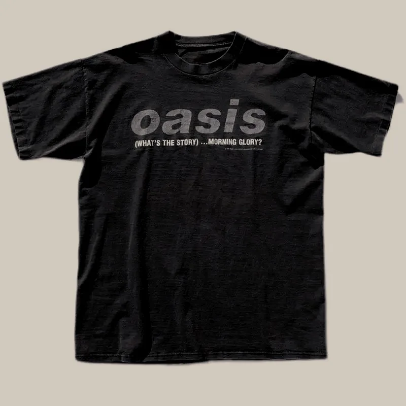 Summer New Oasis Band Men Women Harbor Style Cotton Oversize High Street Casual Loose Short Sleeve T-shirt Summer Vintage Tops