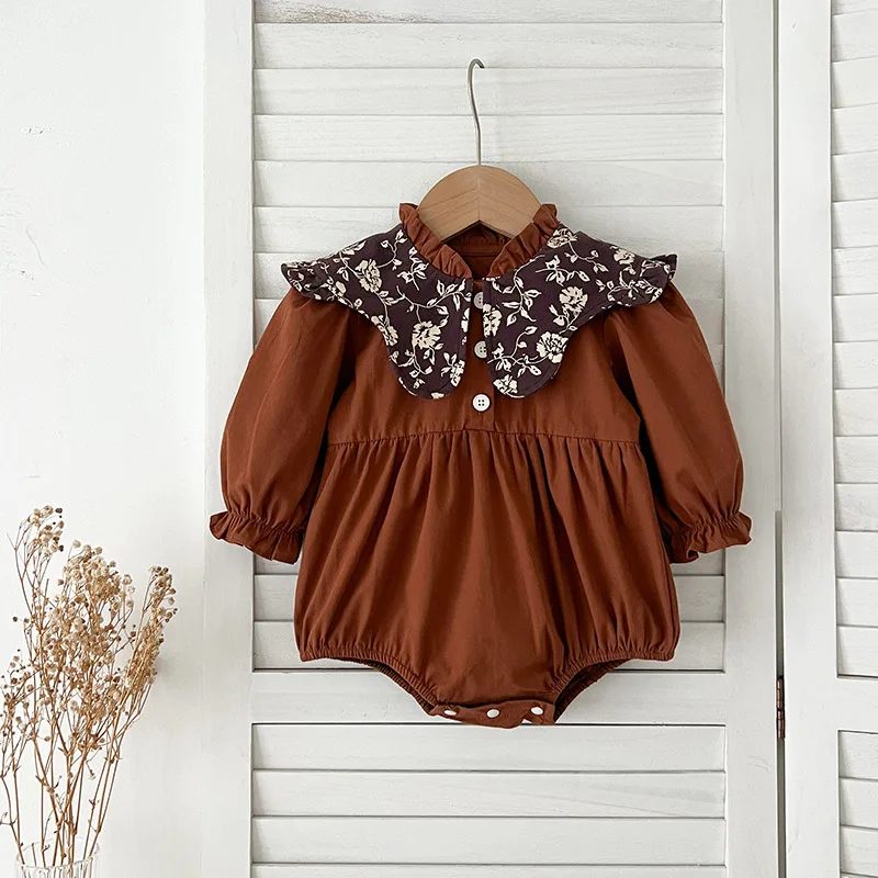 

Vintage Girls' Dress Spring and Autumn Style Elegant Princess Dress Pure Cotton Infant Romper Crawling Suit Children's Sister Ou
